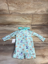 NEW Disney Baby 1pc Winnie The Pooh Rash Guard Romper Mint sz 6m