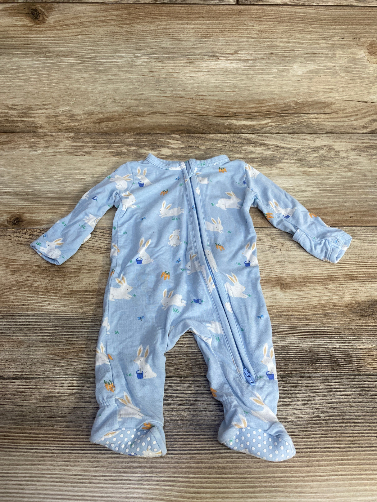 Angel Dear Bunny Print Zippered Footie Blue sz Newborn