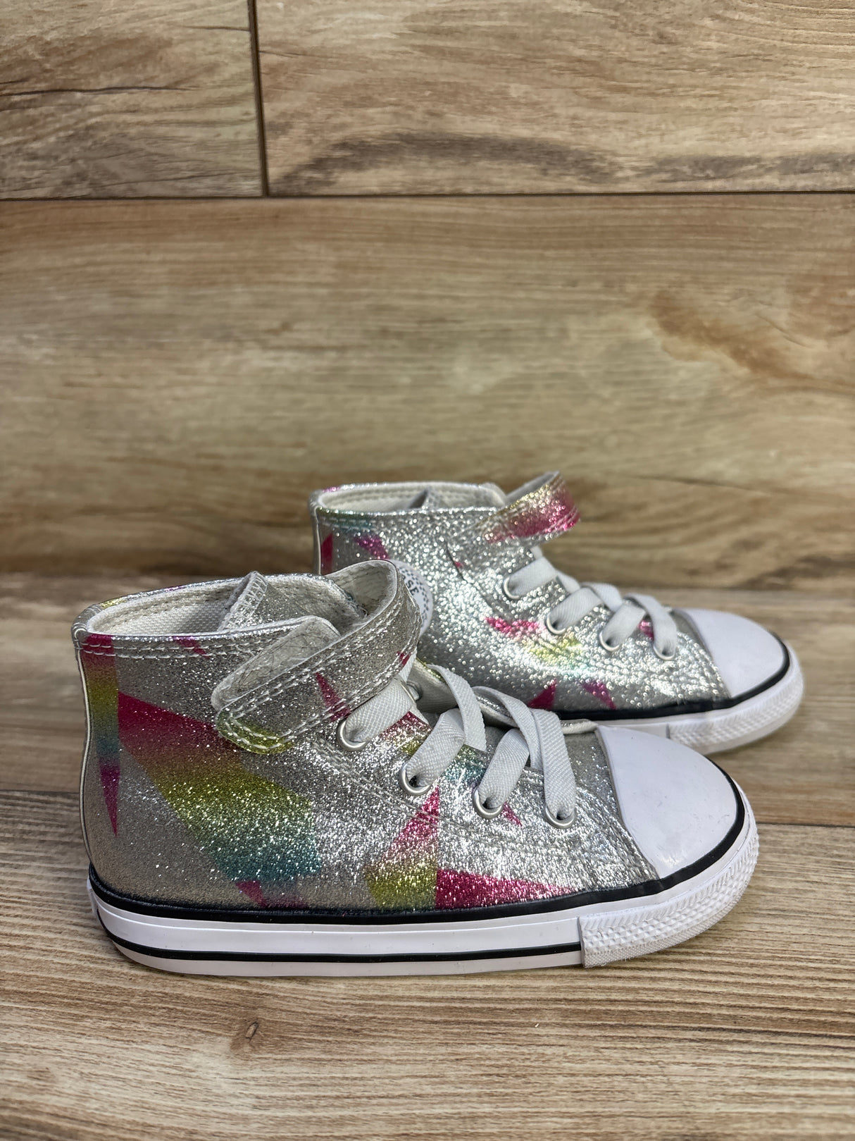 Converse Chuck Taylor All Star Easy-On  Prism High Top Glitter Sneakers Grey sz 9c