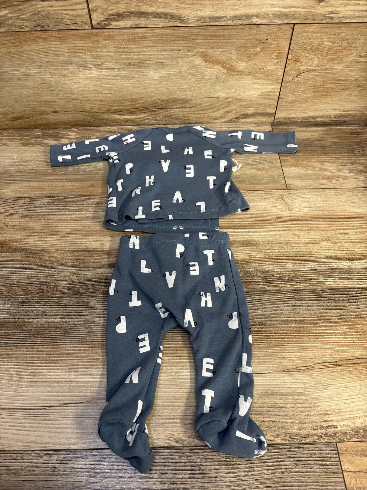 PL Baby 2pc Kimono Pajama Set Blue sz Newborn