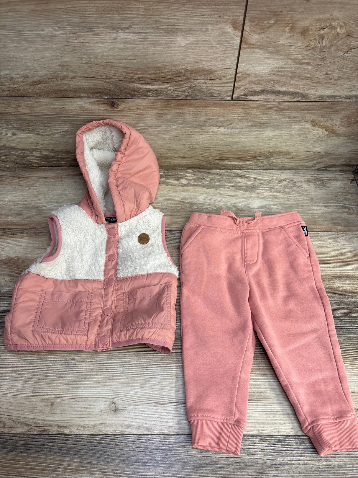 Eddie Bauer 2pc Sherpa Lined Jacket & Joggers Set Pink sz 18m