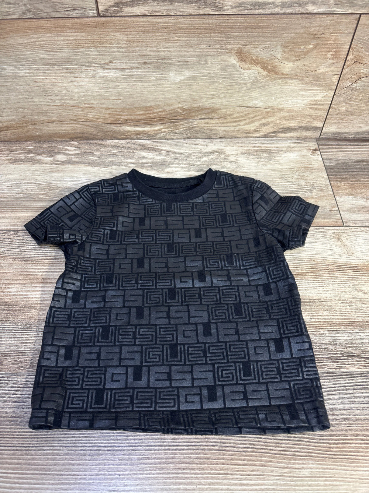 Guess Kids Doyd Logo Crewneck Tee Shirt Black sz 2T