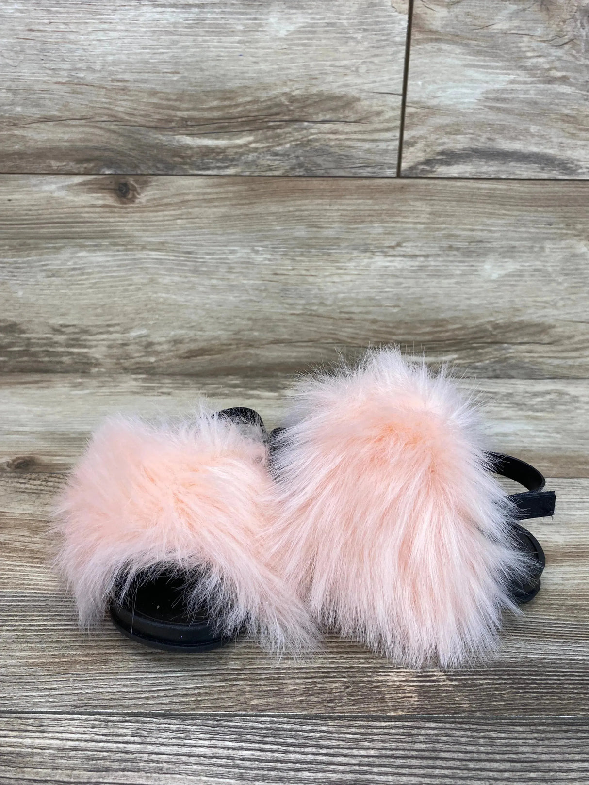 Fur Slides w/Back Strap Pink sz 9c