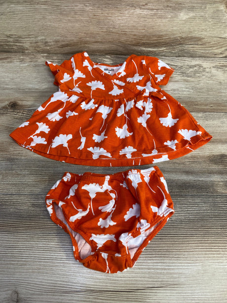 Diane Von Furstenberg 2pc Faux Wrap Top & Bloomers Orange sz 6-9m - Me n Mommy To Be