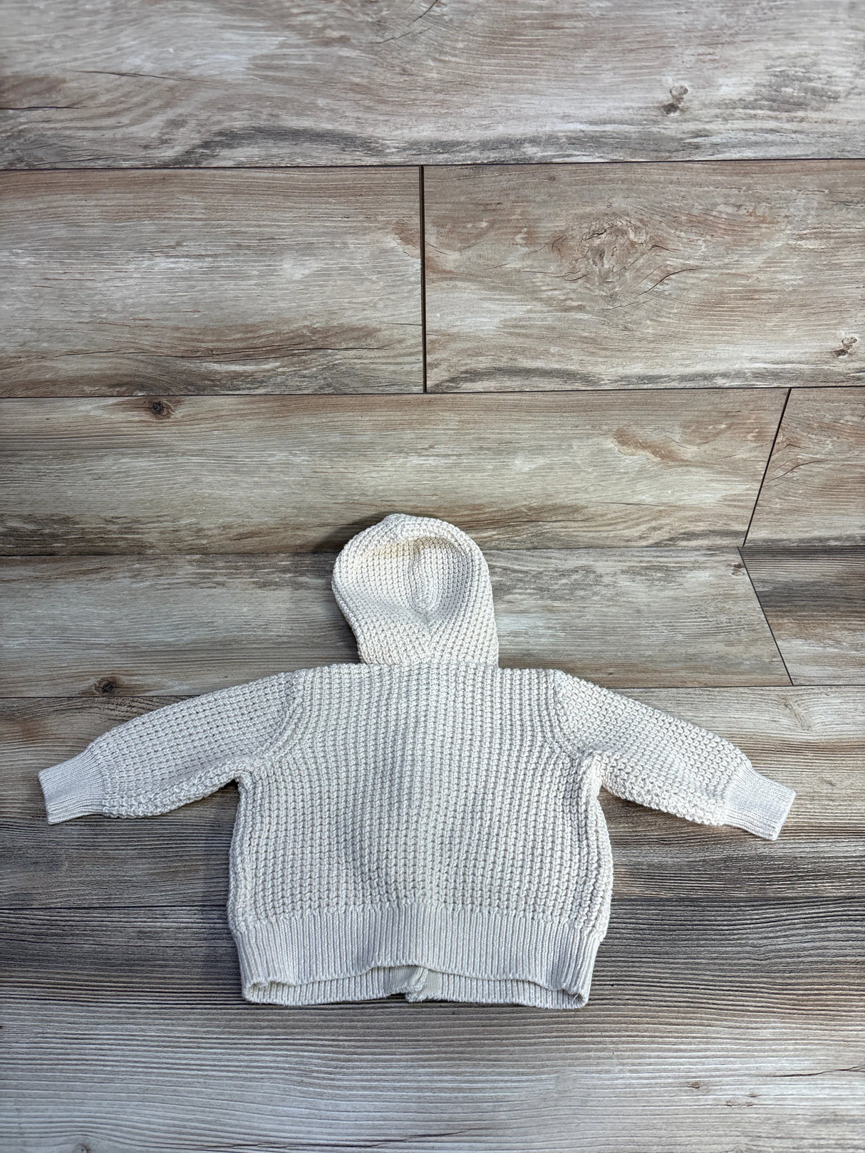 Old Navy Button Up Hooded Knit Sweater Cream sz 6-12m