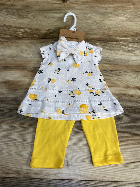 NEW Mini Hop 3pc Lemon Print Top + Leggings + Headband White sz 18m - Me n Mommy To Be