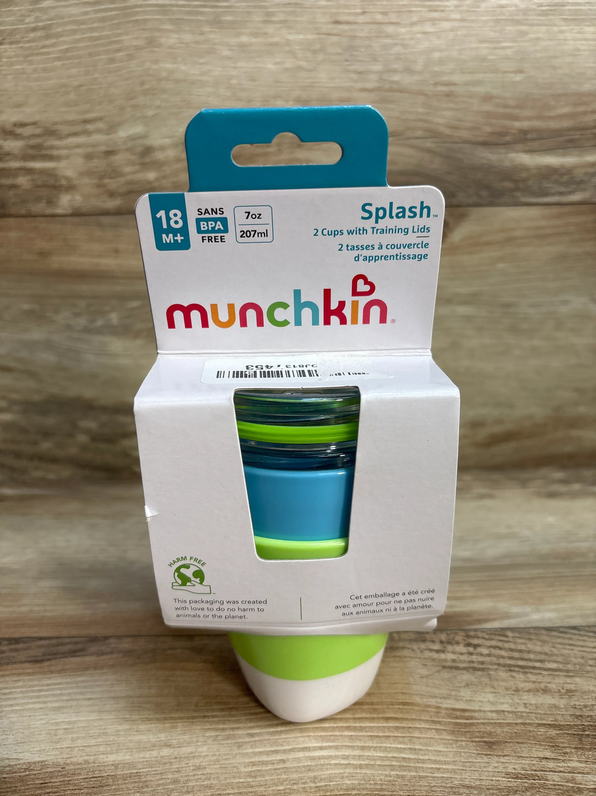 NEW Munchkin Splash 2 Cups With Training Lids Blue/Green 7oz - 18m+