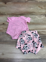 Disney 2pc Mickey Mouse 2pc Bodysuit & Shorts Set Pink sz 0-3m