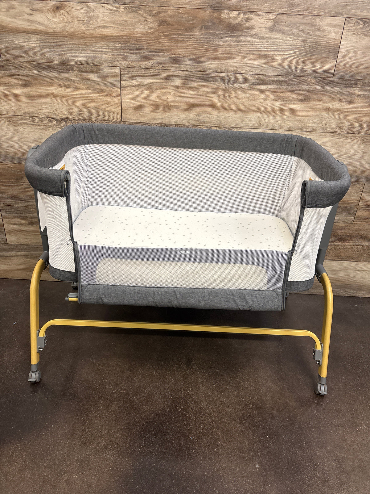 Jimglo 3-in-1 Baby Bassinet, Bedside Sleeper & Rocking Bassinet Grey