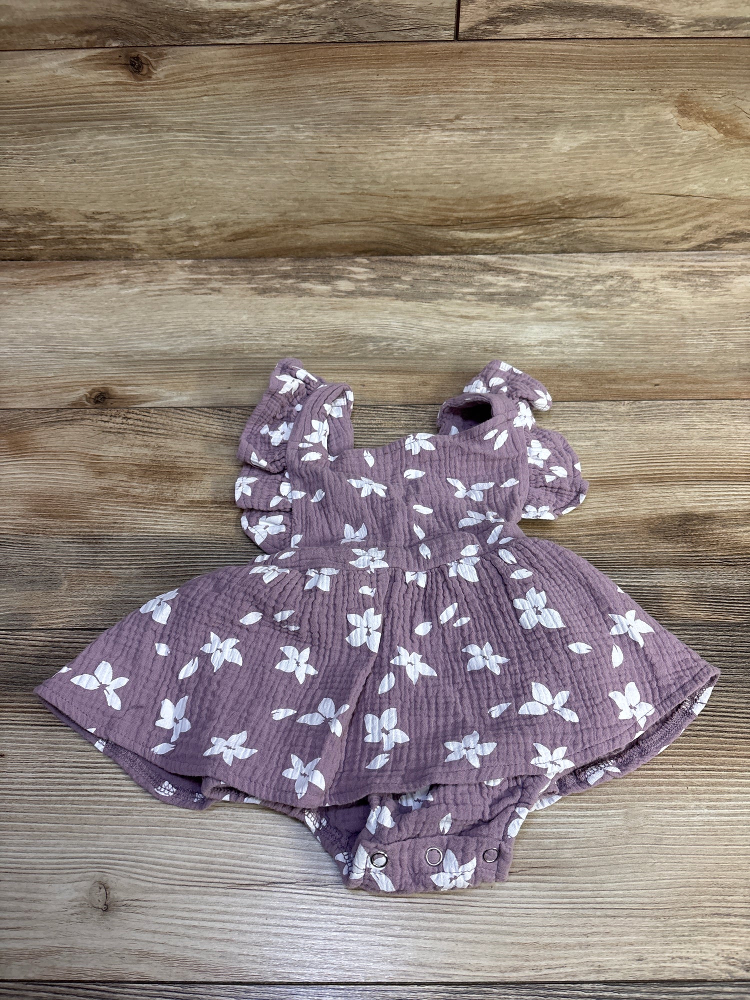 Floral Gauze Bodysuit Dress Purple sz 6m