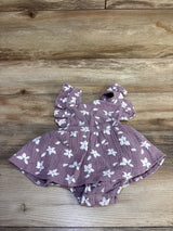 Floral Gauze Bodysuit Dress Purple sz 6m
