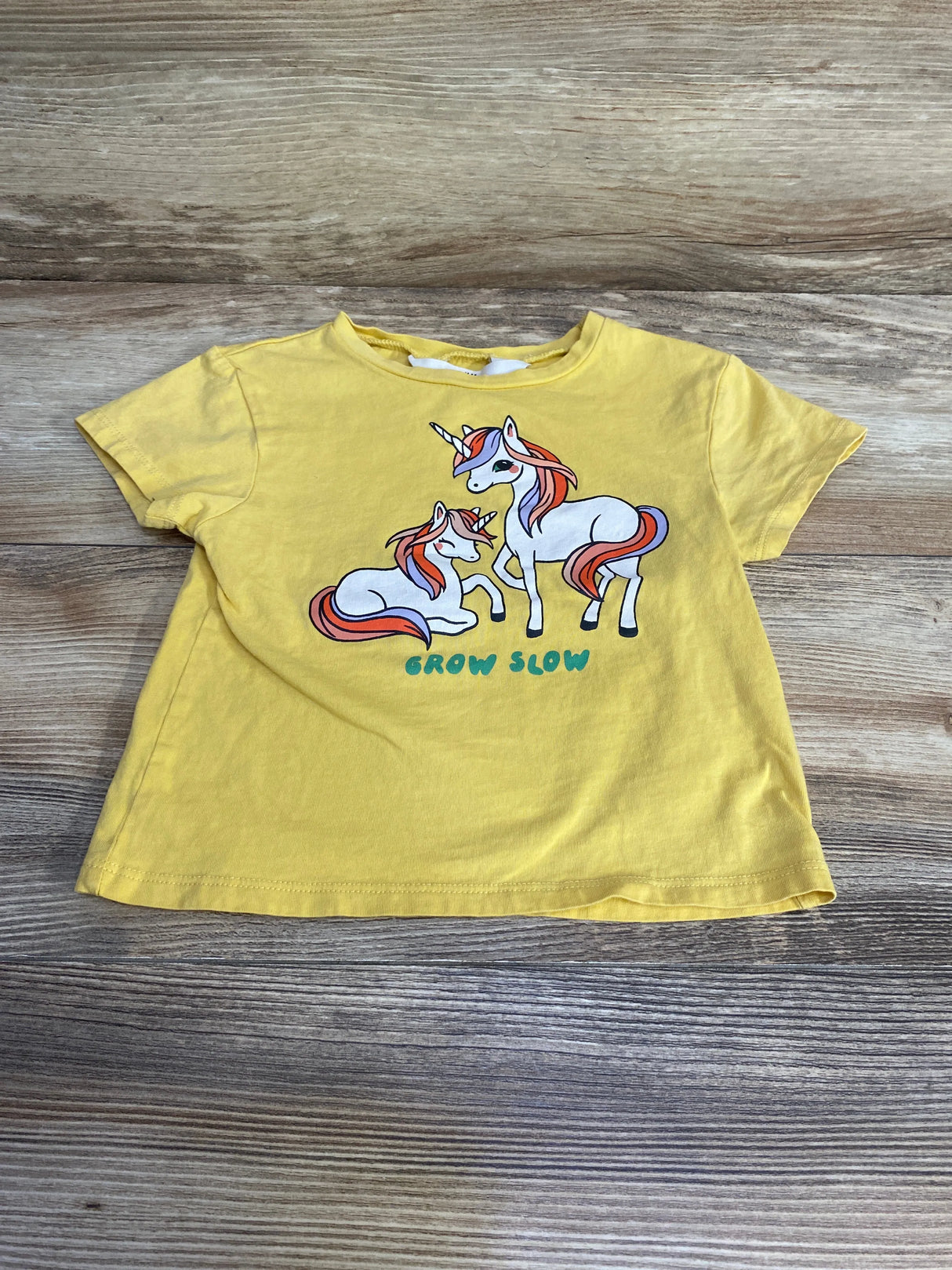H&M Unicorn Grow Slow Shirt Yellow sz 2T