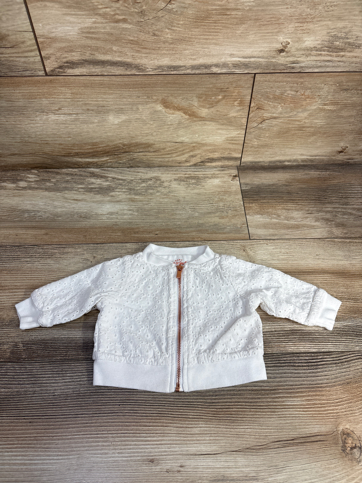 Cat & Jack Eyelet Trim Bomber Jacket White sz Newborn