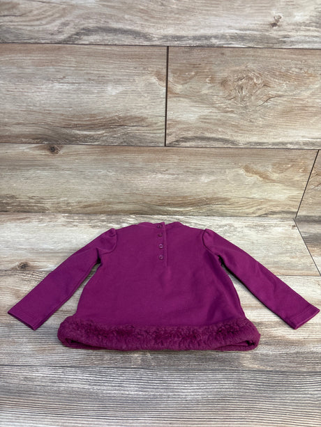 Janie & Jack purple ponte top with faux fur trim for infants, shown from the back.