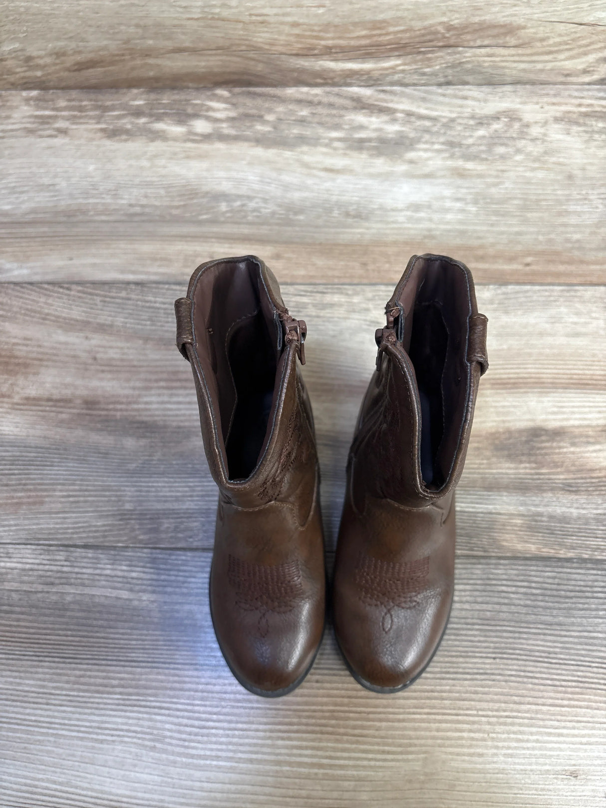 Cat & Jack Memphis Zipper Western Boots Brown sz 10c