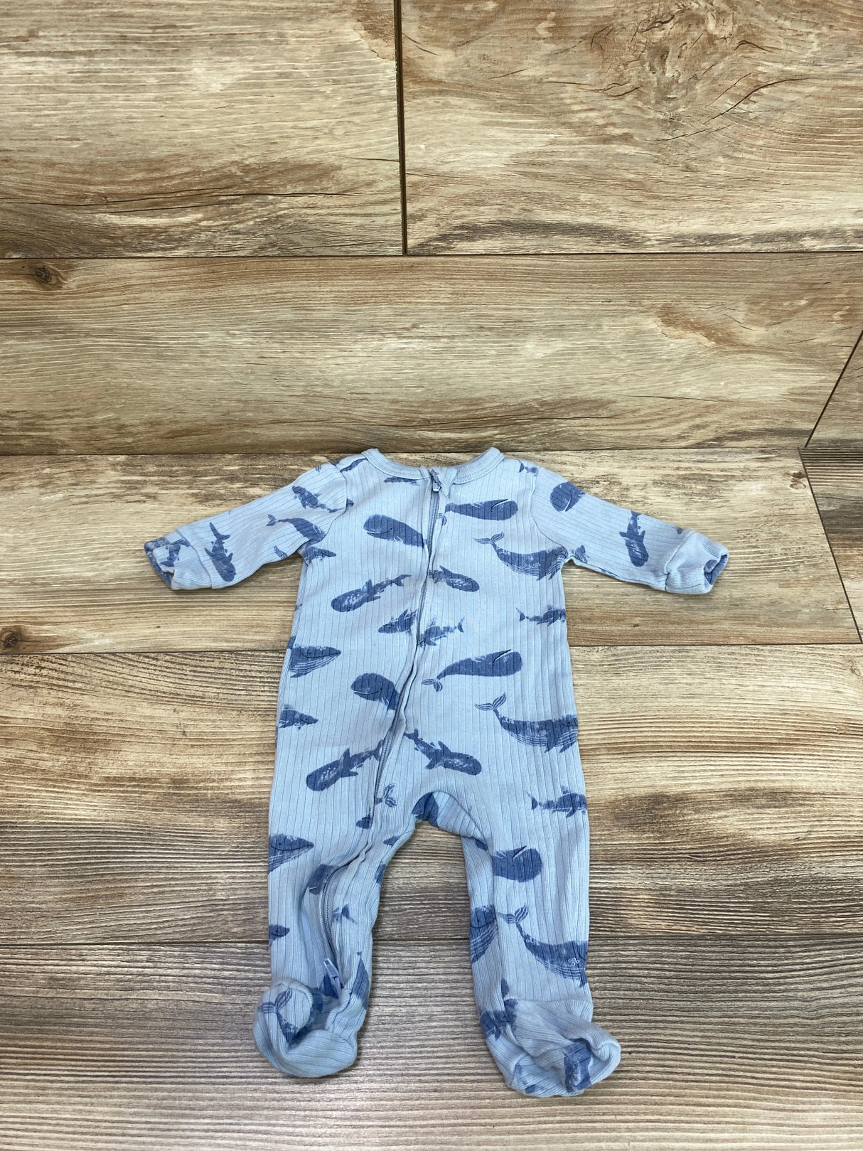 Rabbit + Bear Whale Print Sleeper Blue sz 0-3m