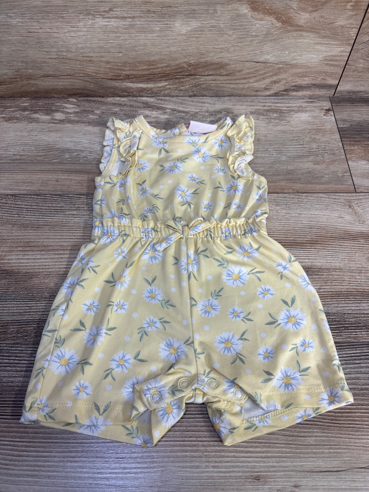 Little Lass Floral Sleeveless Shortie Romper Yellow sz 3/6m