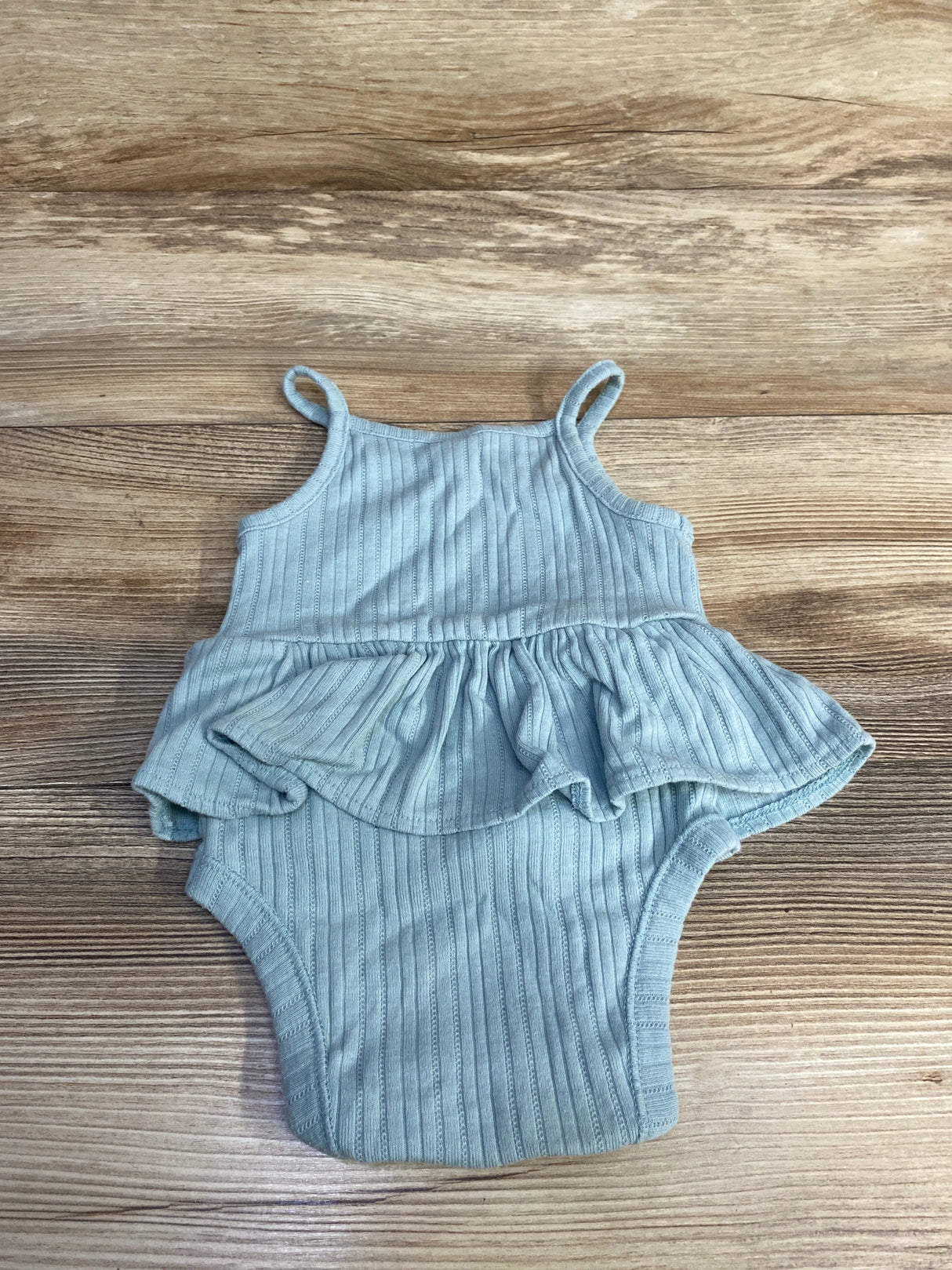 Old Navy Sleeveless Pointelle Peplum Bodysuit Green sz 6-12m - Me n Mommy To Be