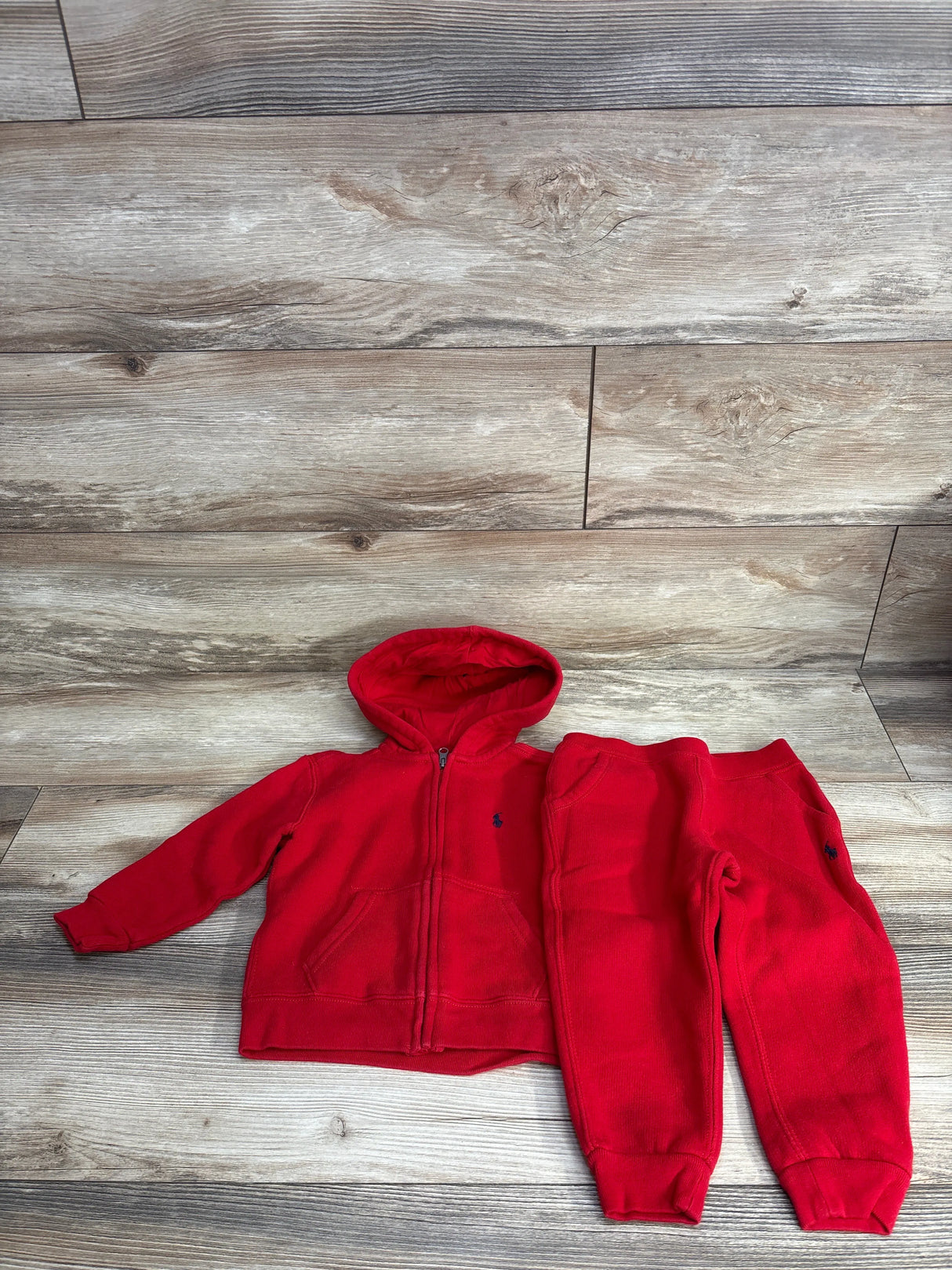 Ralph Lauren Hoodie & Joggers 2pc Set Red sz 24m