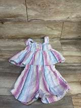 Calvin Klein Jeans 2pc Striped Gauze Top & Shorts Set Pink sz 5T