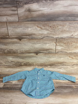 Ralph Lauren Gingham Button Up Shirt Green sz 18m