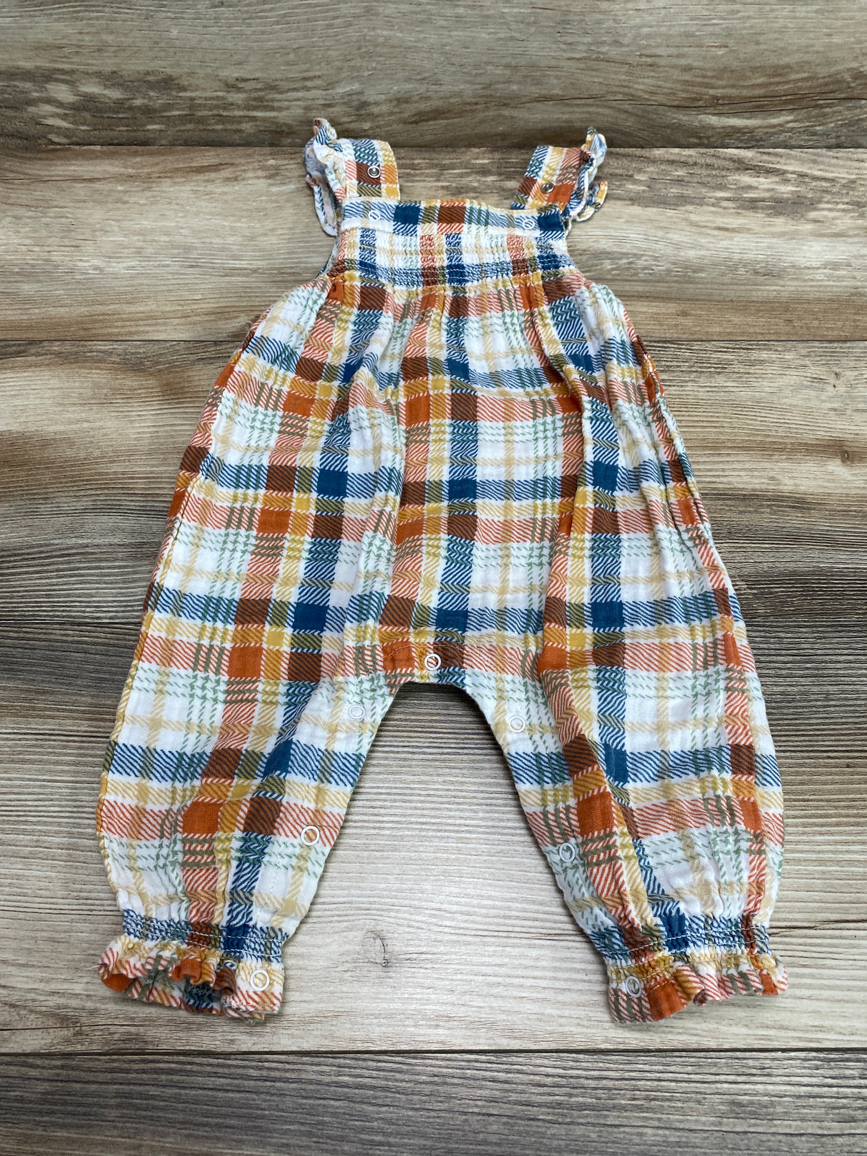 Tullabee Plaid Overall Orange sz 6-12m