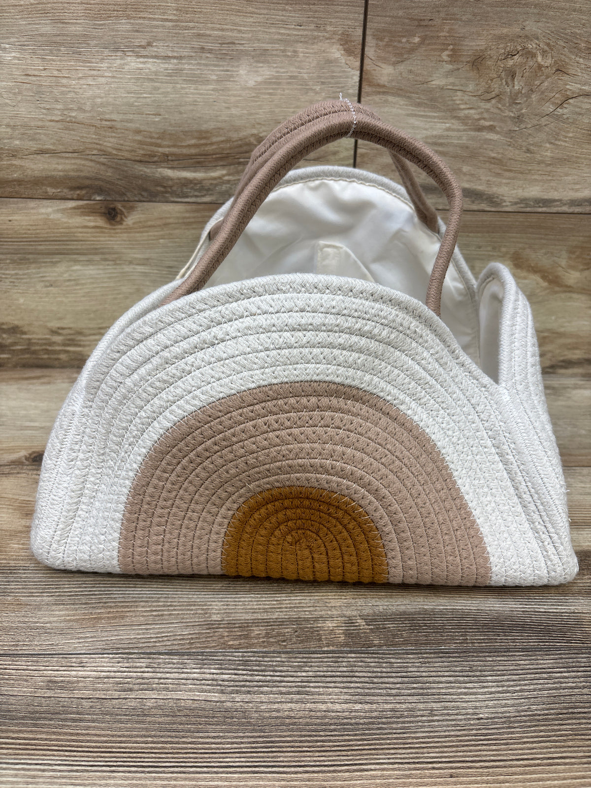 Blissful Diary Woven Cotton Rope Diaper Caddy, Earthy Rainbow