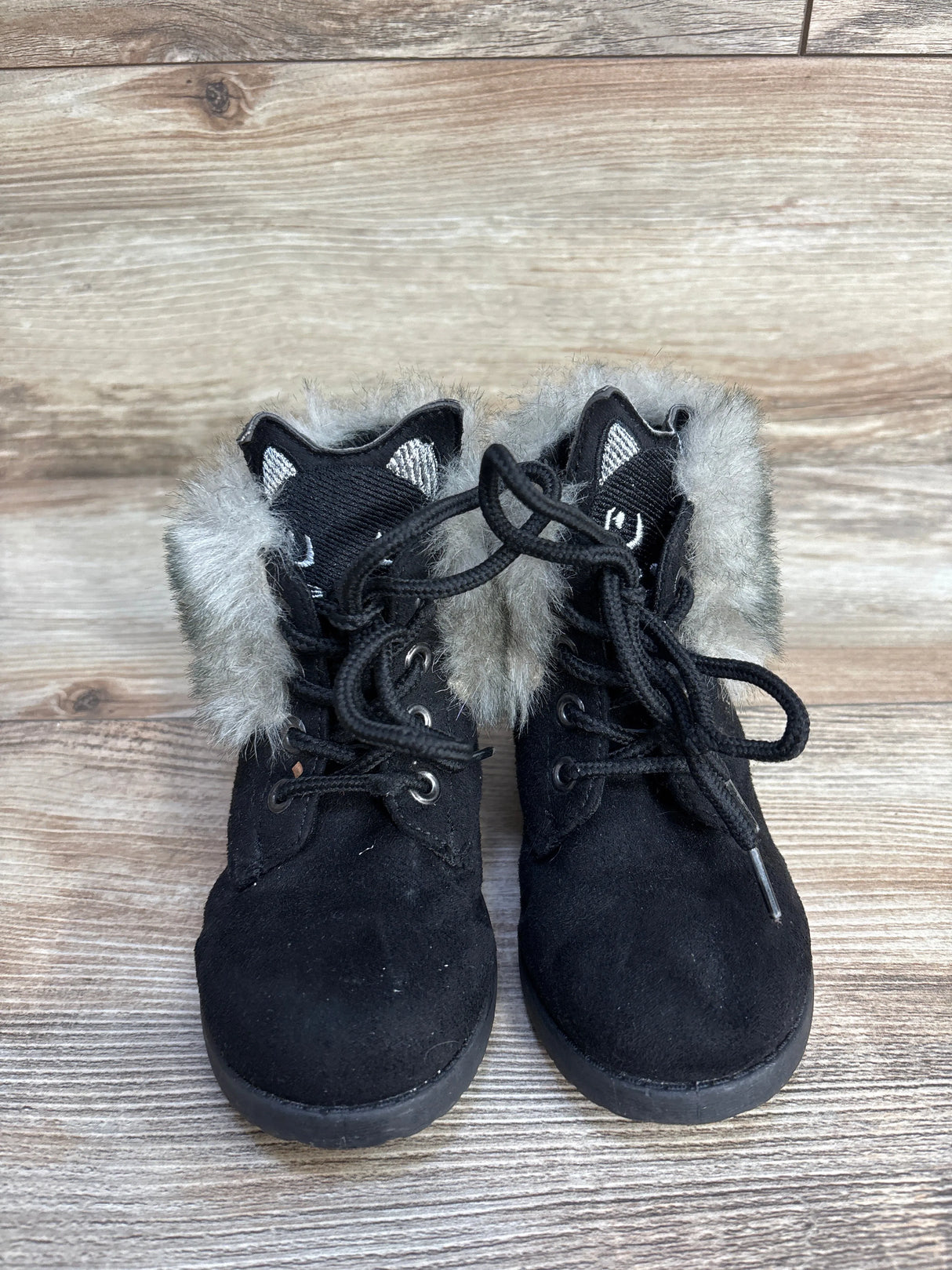 Fabkids Fur Lined Cat Face Boots, Black sz 7c