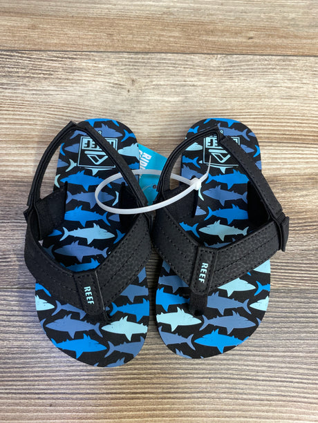 NEW Reef Little Uni Flip Flops in Blue Sharks sz 8c - Me n Mommy To Be