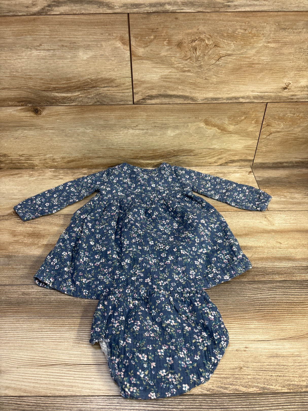 Little Planet Organic 2pc Gauze Dress & Bloomers Set Blue sz 12m