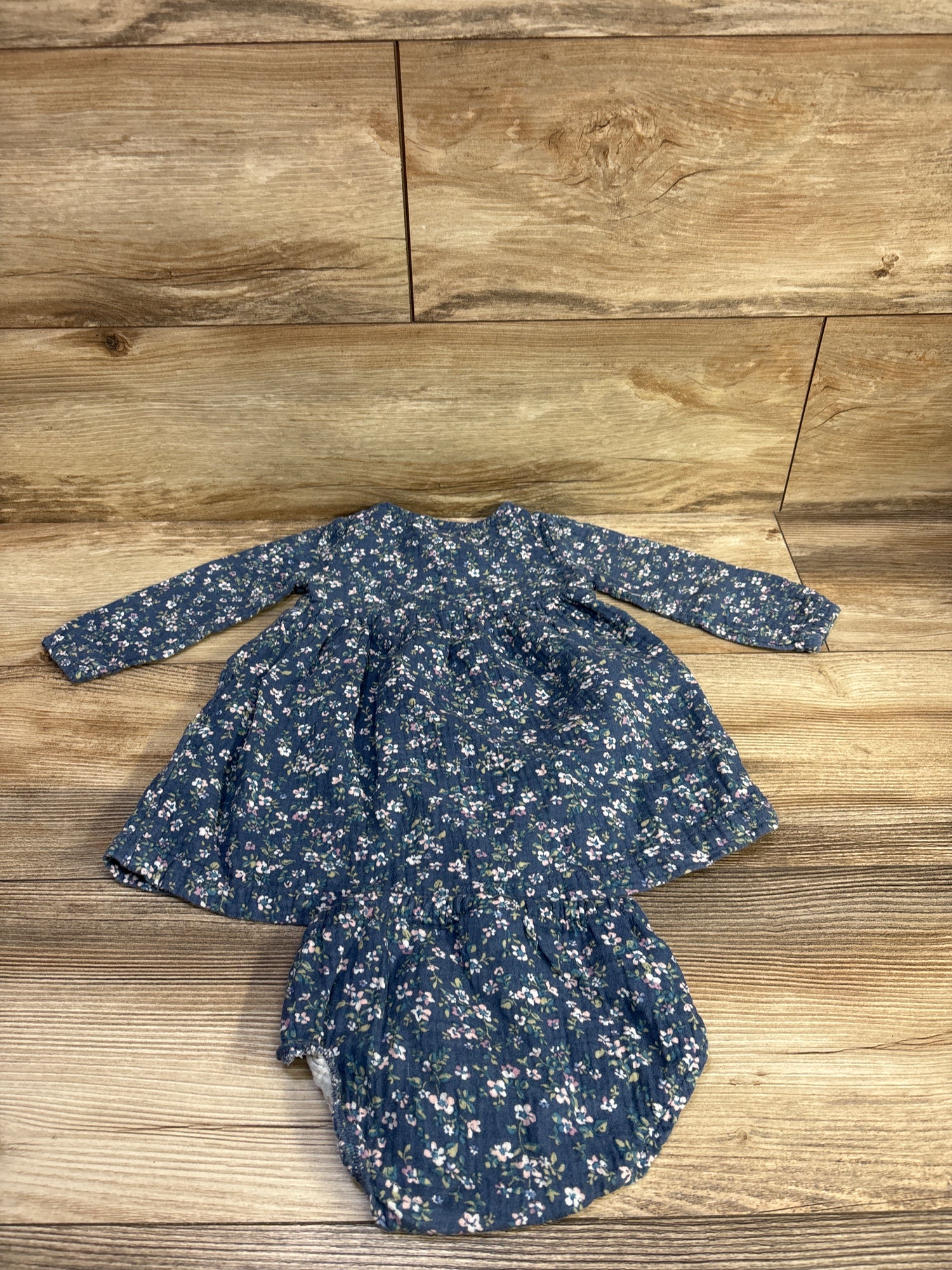 Little Planet Organic 2pc Gauze Dress & Bloomers Set Blue sz 12m