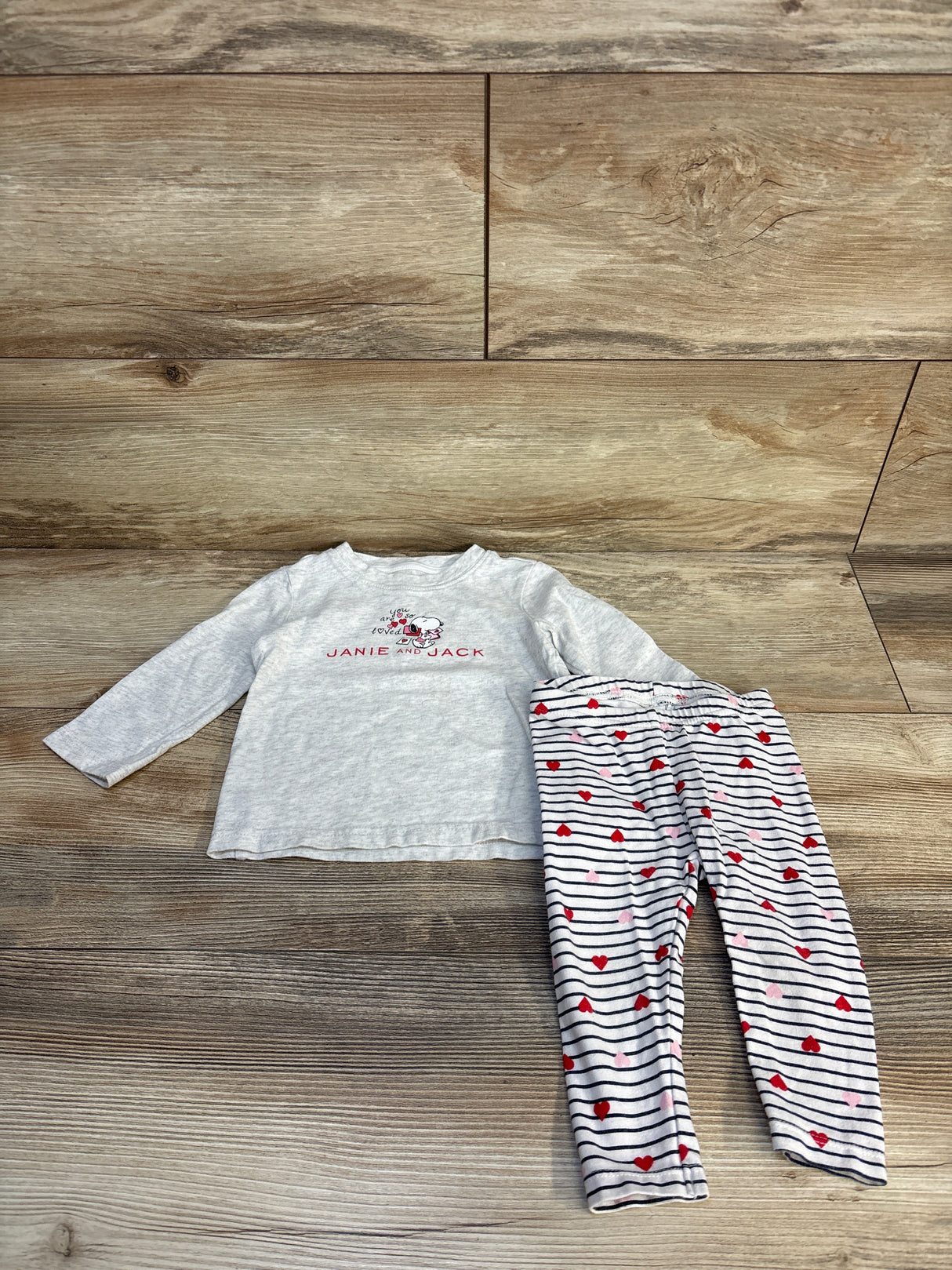 Janie & Jack x Peanuts Snoopy Hearts Tee & Leggings 2pc Set Grey sz 6-12m