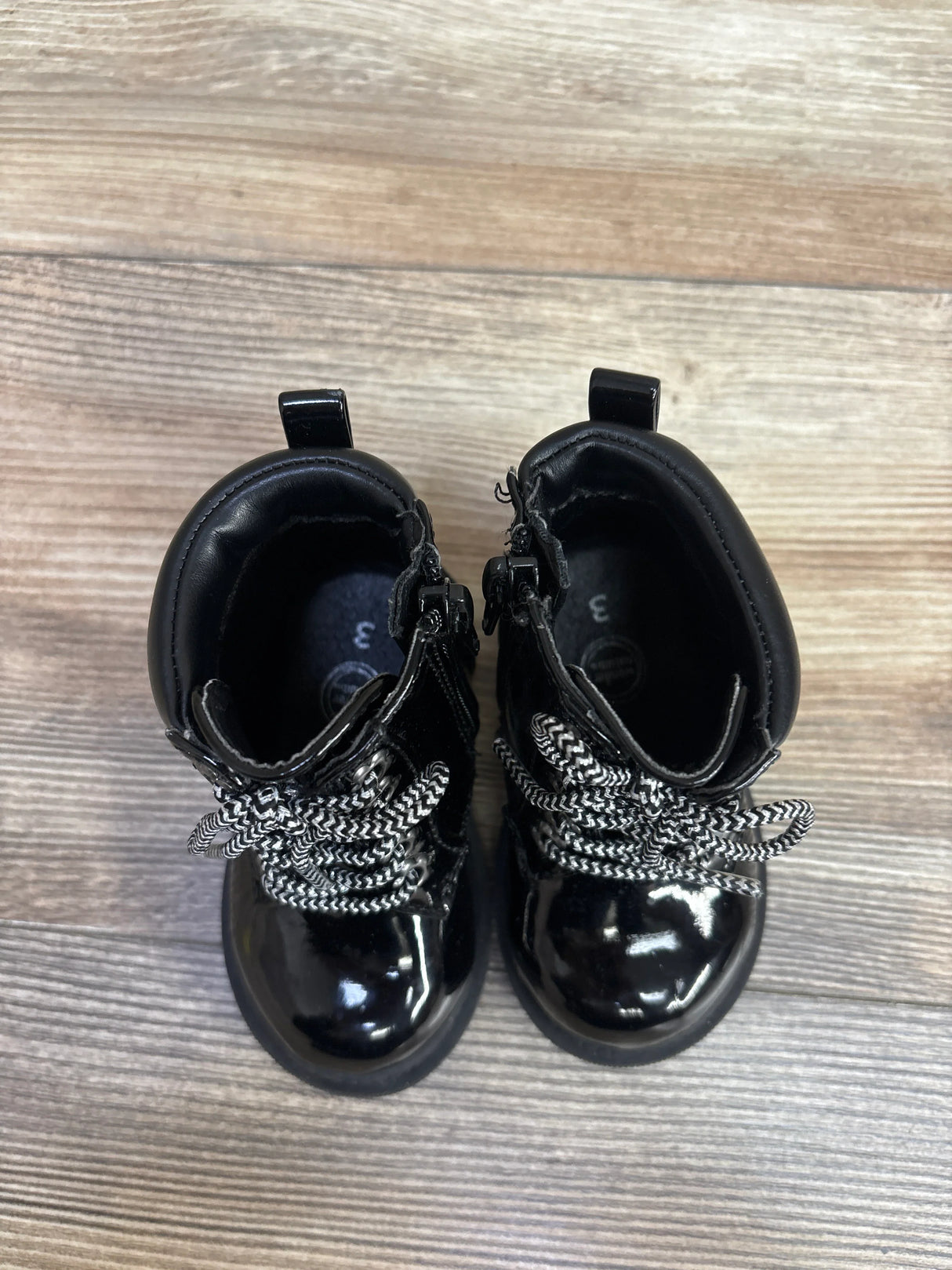 Wonder Nation Patent Leather Combat Boots Black sz 3c