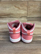 Jordan 1 Mid TD 'Coral Chalk/Desert Berry/White' Sneakers sz 5c