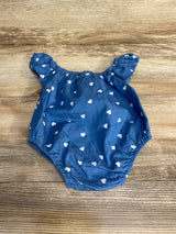 Chambray Heart Print Romper Blue sz 0-3m