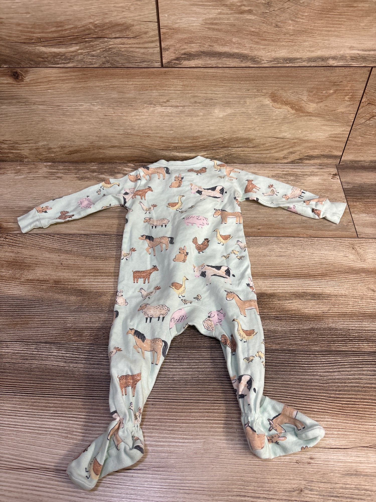 Member's Mark Organic Sleep & Play Farm Animals Sleeper Mint sz 6m