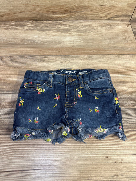 Cat & Jack Embroidered Floral Denim Shorts Blue sz 3T - Me n Mommy To Be