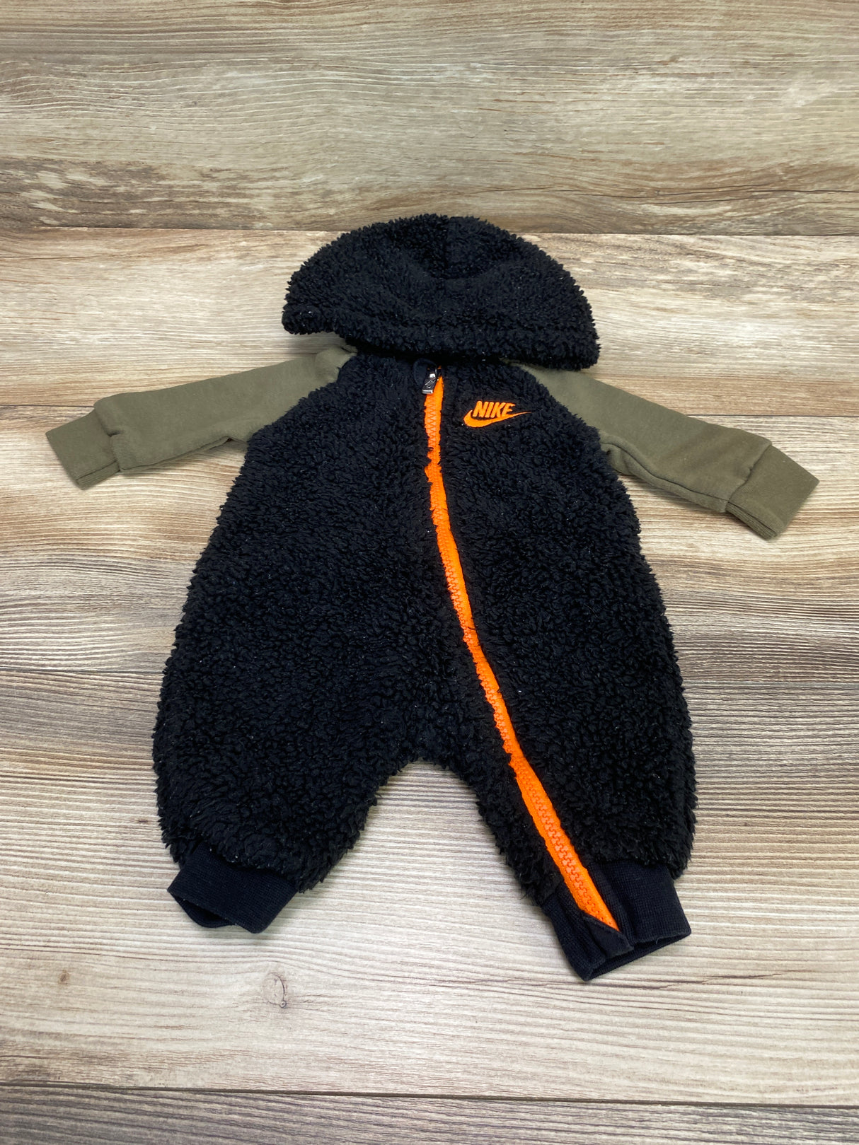 Nike Sherpa Hooded Coverall Green/Black sz Newborn