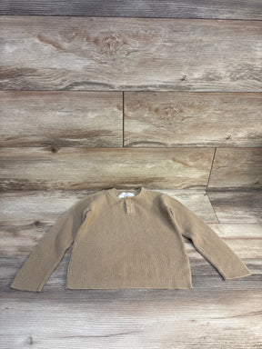 Kids tan ribbed knit long sleeve shirt with buttons, gently used children's clothing