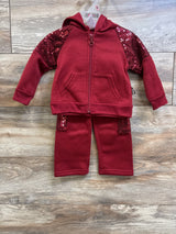 NEW Angel Face 2pc Sequin Zip Hoodie & Pants Set Red sz 12m