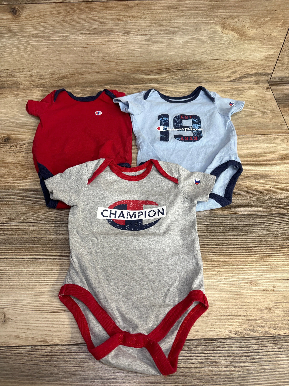 Champion 3pk Bodysuit Set Red sz 3m