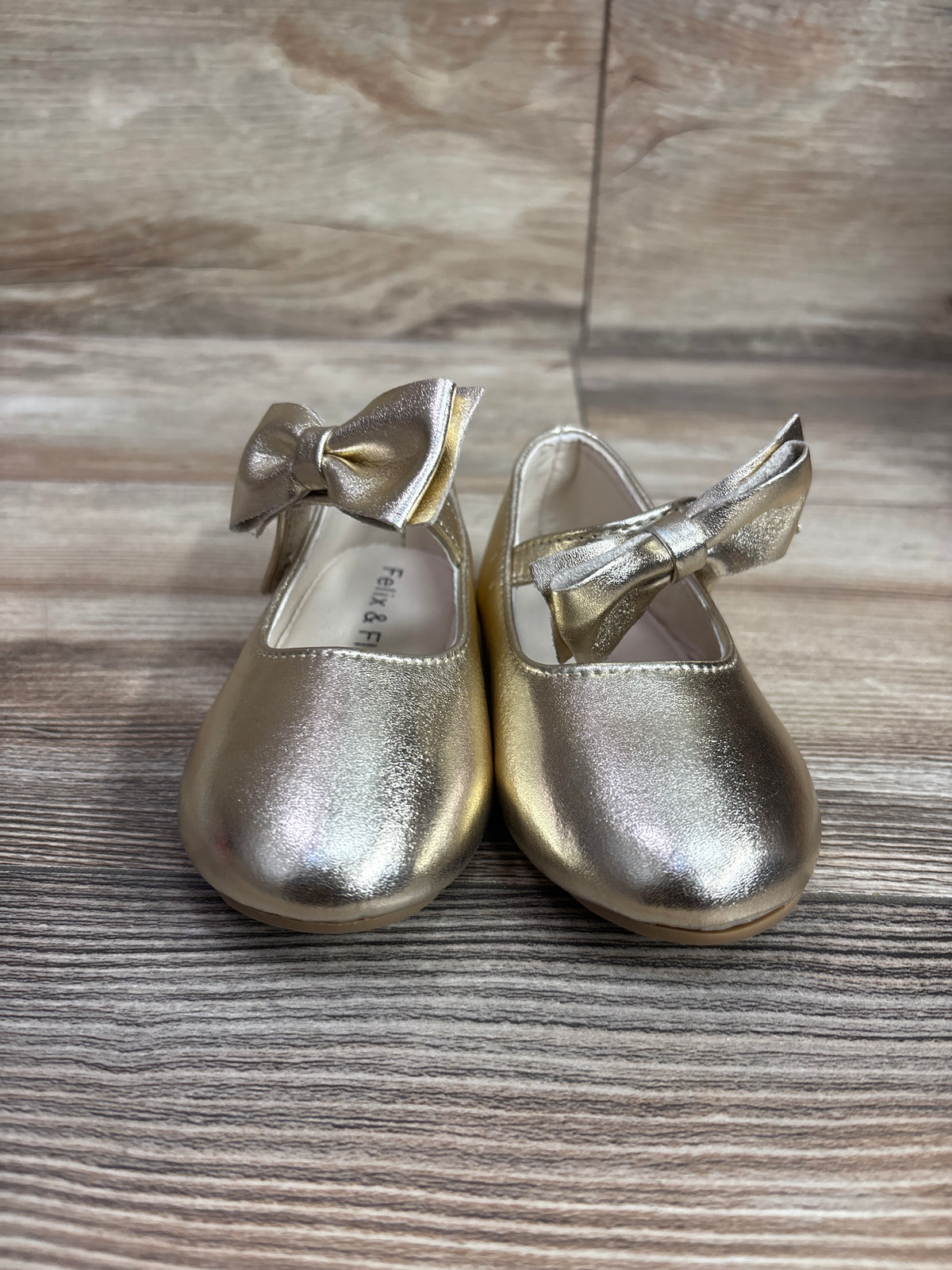 Felix & Flora Mary Jane Bow Dress Flats Gold sz 6c