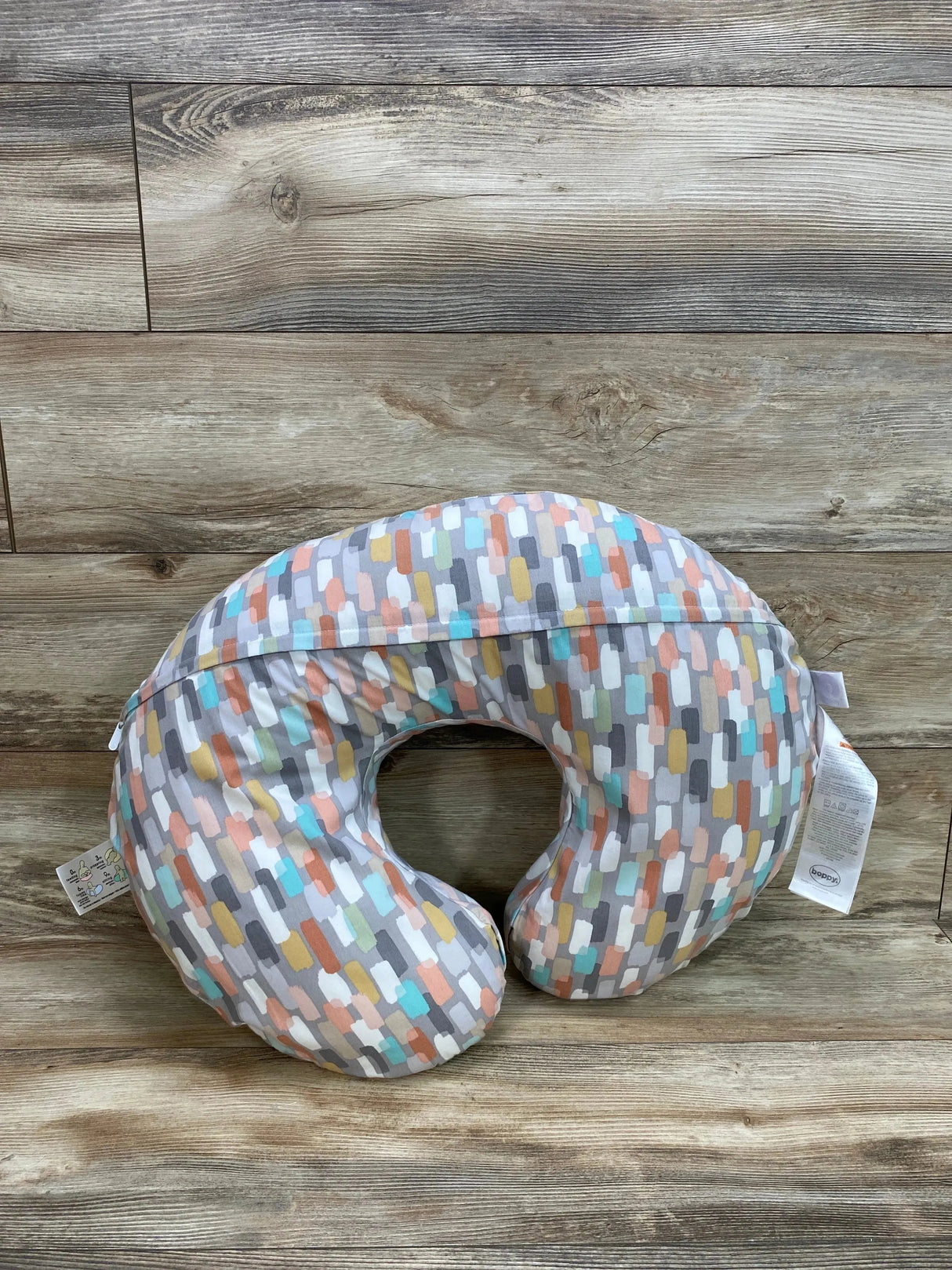 Nursing Pillow w/ Slipcover Neutral Brushstroke Grey