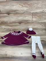 Max Studio 3pc Fair Isle Knit Sweater Dress Set Purple sz 3-6m