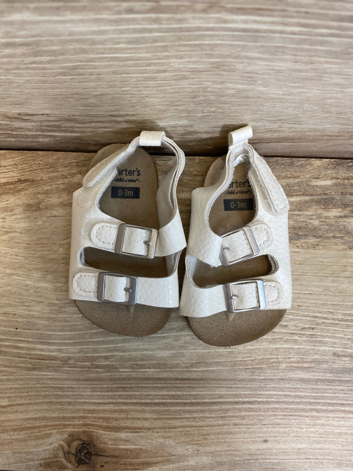 Carter's Child Of Mine Baby Buckle Faux Cork Sandals White Sz 1c