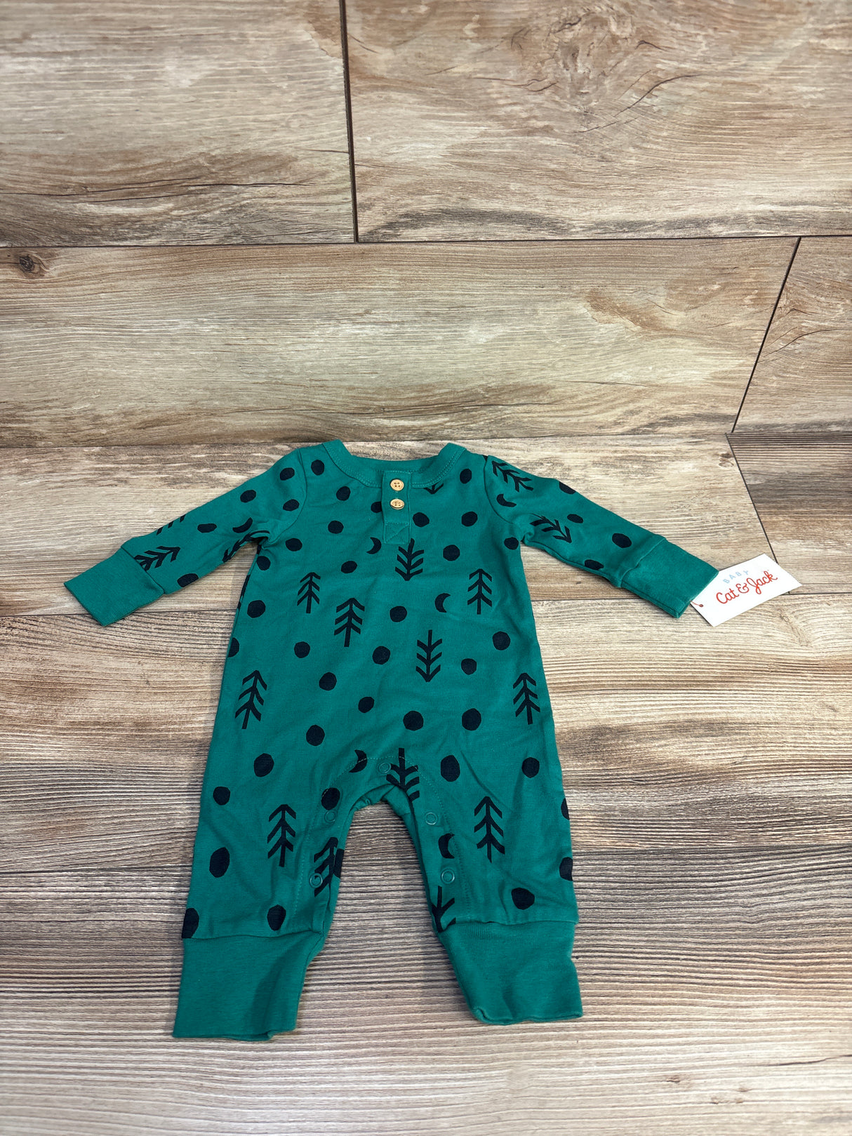 Cat & Jack Polka Dot Coverall Green sz Newborn