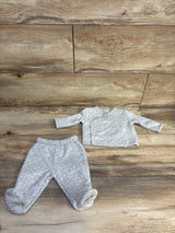 First Impressions 2pc Quilted Shirt & Footed Pants Set Grey sz Newborn