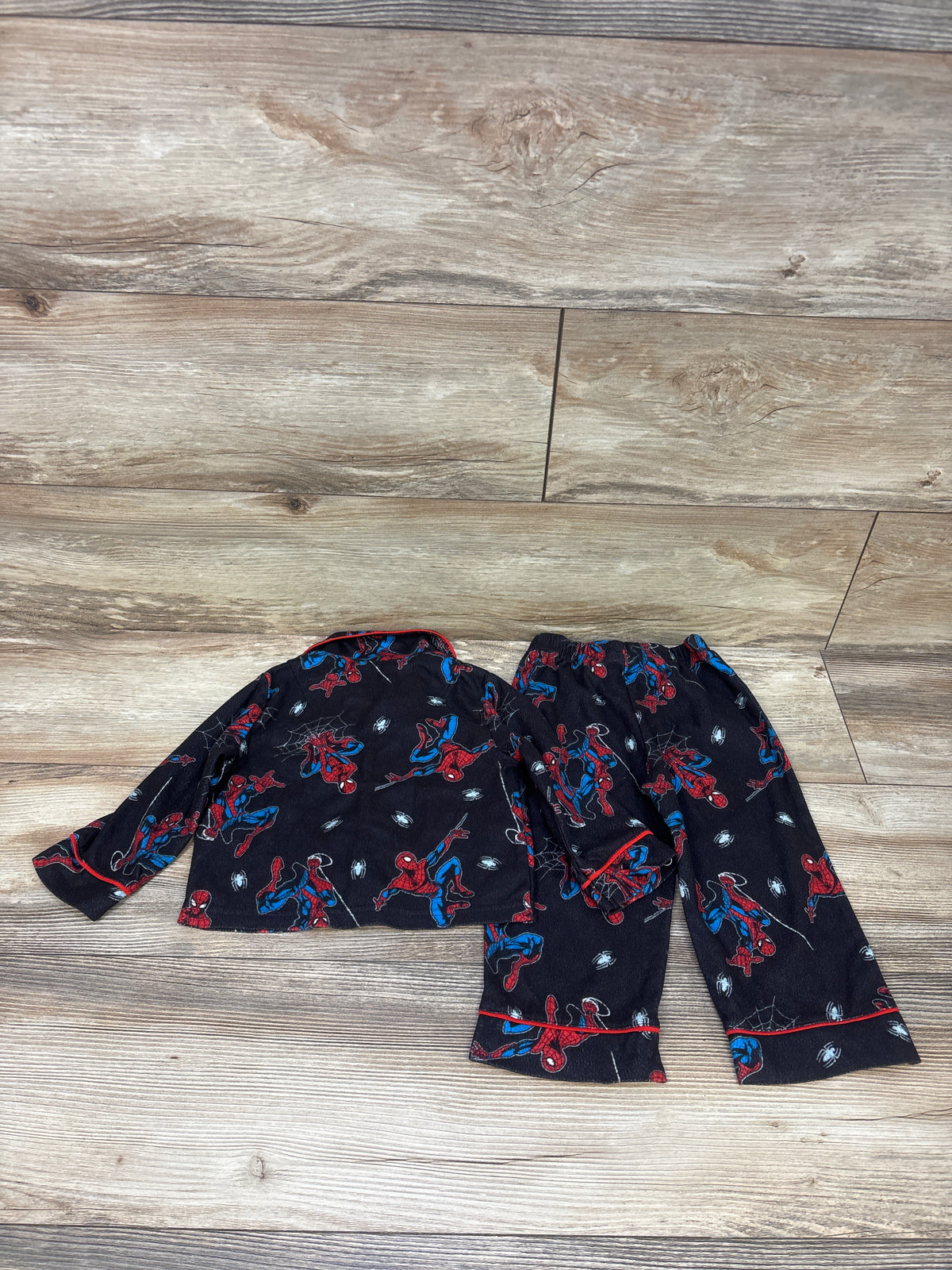 Marvel Spider-Man 2pc Coat Style Pajama Set Black sz 2T