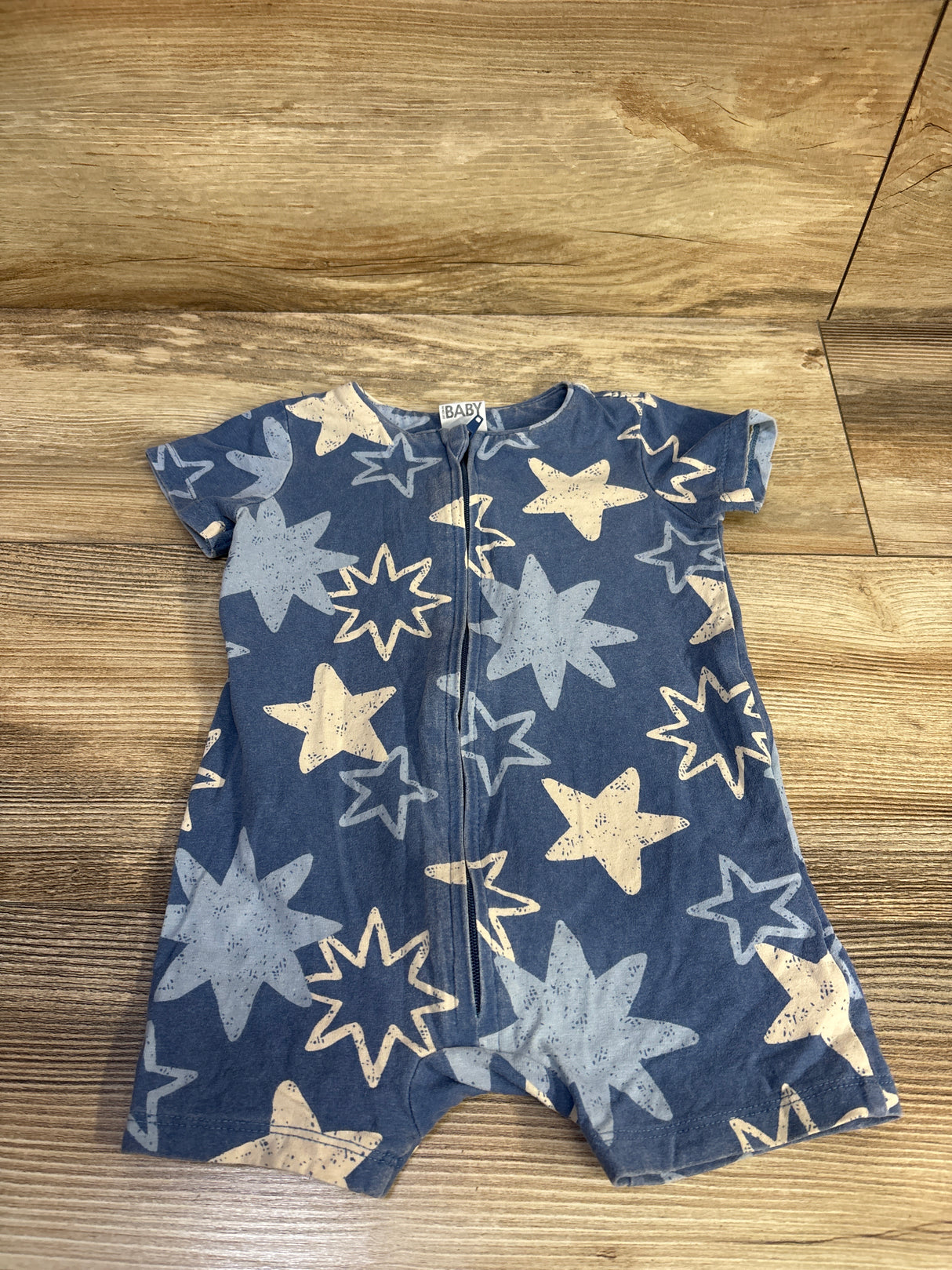 Cotton On Baby Organic Short Sleeve Zip Romper Blue sz 6-9m