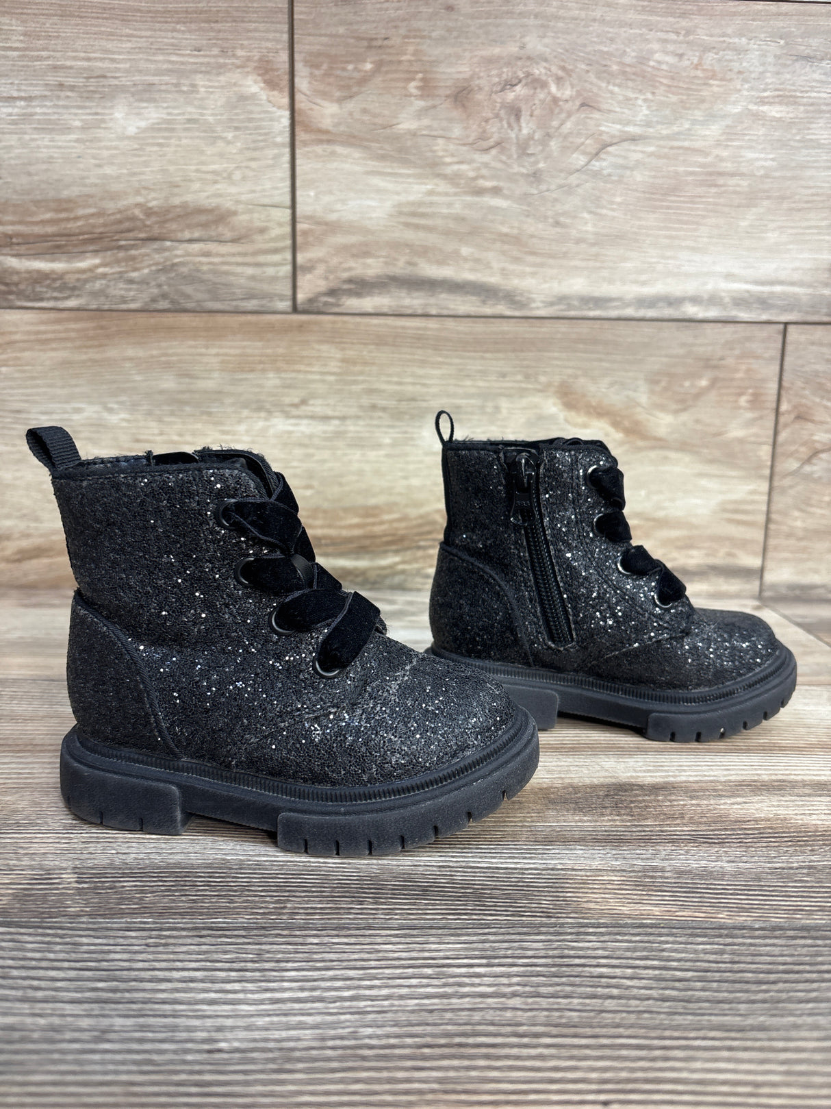 Cat & Jack Glitter Boots, Black sz 6c